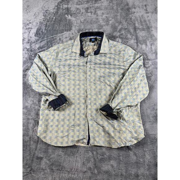 Michelsons London East End Men's Dress Shirt XXL Green Blue Check Pattern - Picture 1 of 9